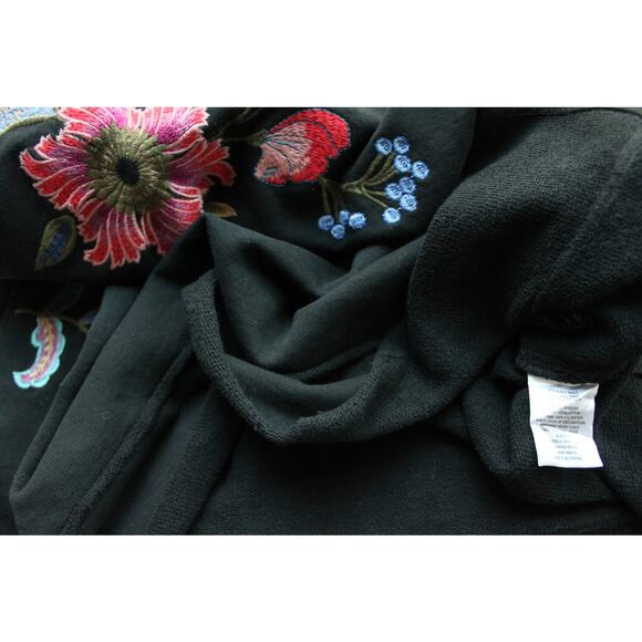 JOHNNY WAS Raw Seam Long Sleeve Sweatshirt, Black, Size XL - Picture 6 of 6